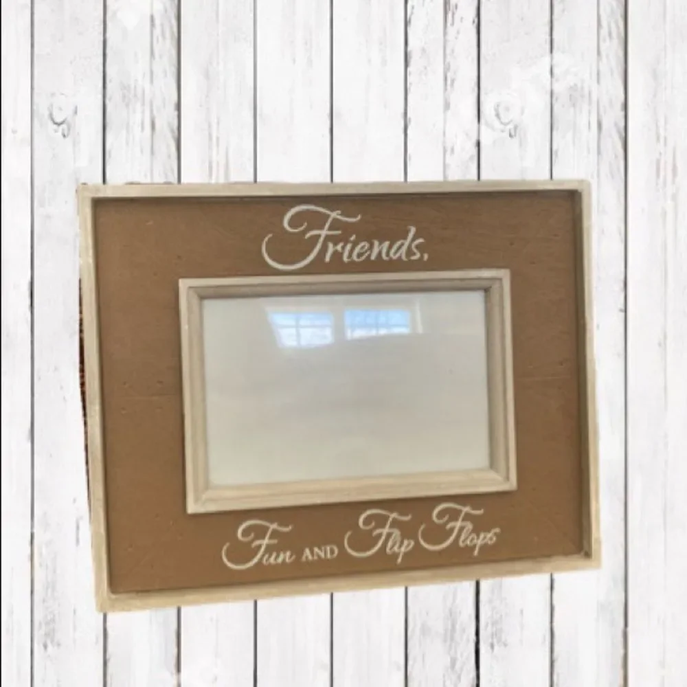 Friends Wood Picture Frame Farmhouse Beach Summer Style Fun Flip Flops 4x6 photo